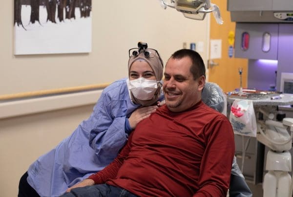 Special needs patient receiving sensory-friendly dental care.