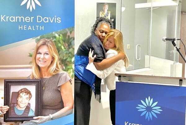 In this photo, the mothers of the two patients our clinic is named for embrace in a heartfelt hug.